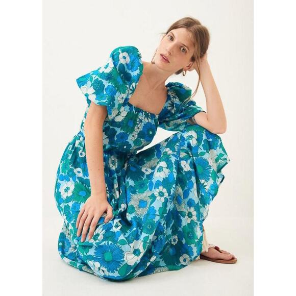 Antik Batik Dresses & Skirts - ANTIK BATIK Lorette Blue Groovy Floral Maxi Floral Dress US XS NWT